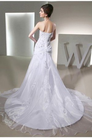 Robe de mariée longue avec lacets avec perle de traîne mi-longue en organza - Photo 2