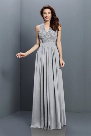 Reißverschluss Ärmellos Prinzessin Chiffon V-Ausschnitt Brautjungfernkleid - Bild 26