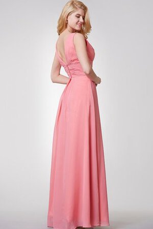 Robe demoiselle d'honneur avec fronce ruché manche nulle de lotus a-ligne - Photo 4