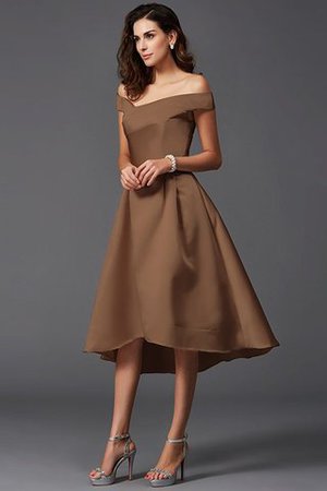 A Linie Schulterfrei Hoch Niedrig Rocklänge-asymmetrisches Mini Brautjungfernkleid - Bild 5