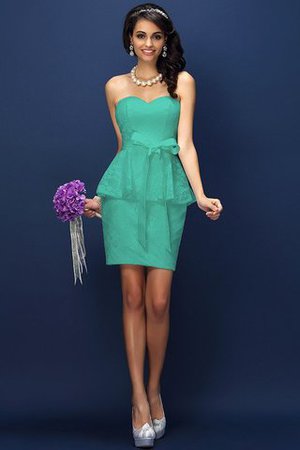 Robe demoiselle d'honneur naturel courte collant en satin orné de nœud à boucle - Photo 15