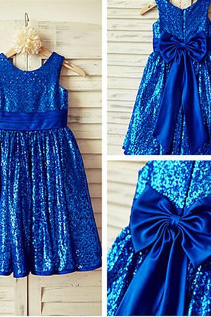 A-Linie Prinzessin Wadenlanges Blumenmädchenkleid mit Blume ohne Ärmeln - Bild 5