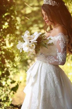 Romántico Vestido de Novia de Corte-A de Manga larga de Mangas Illusion de Encaje Adorno - Foto 3