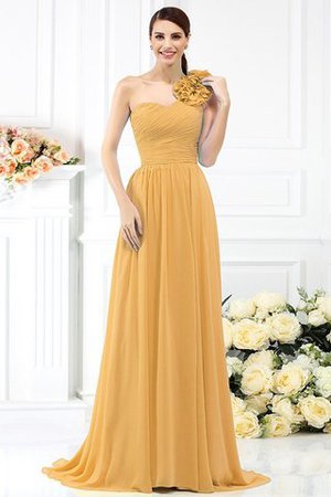 Robe demoiselle d'honneur plissage avec fleurs avec chiffon ligne a au drapée - Photo 12