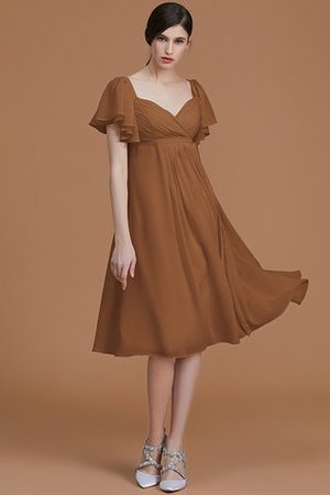 Vestido de Dama de Honor de Natural de Hasta la Rodilla de Manga corta de Cremallera - Foto 10