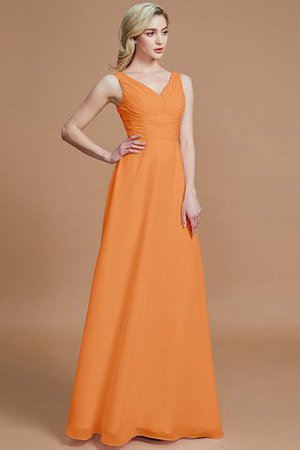 Prinzessin A-Linie Bodenlanges Brautjungfernkleid mit V-Ausschnitt ohne Ärmeln - Bild 25