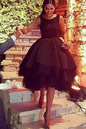 Tüll Ärmelloses Normale Taille Mini Cocktailkleid mit Schaufel Ausschnitt - Bild 2