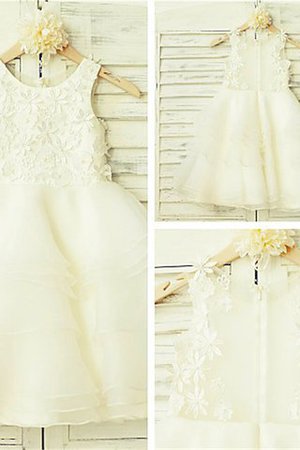 Robe de cortège enfant naturel en tulle fermeutre eclair col u profond a-ligne - Photo 1