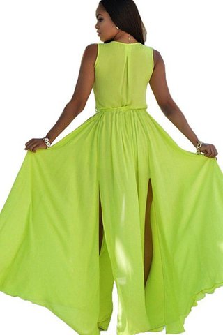 Abito da Damigella Senza Maniche V-Scollo monospalla in Chiffon Cerniera A Terra - Foto 2