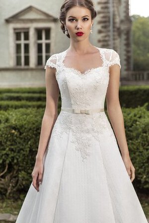 Robe de mariée simple luxueux avec manche courte col en reine appliques - Photo 2