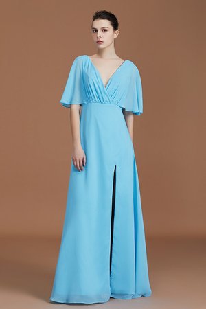 Normale Taille Modisch A-Line Halbe Ärmeln Bodenlanges Brautjungfernkleid - Bild 9