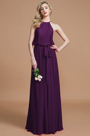 Neckholder A-Linie Chiffon Bodenlanges Brautjungfernkleid mit Gürtel - Bild 18