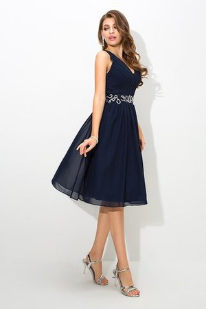 Breiter Träger Chiffon Ärmelloses Kurzes Cocktailkleid mit Spaghettiträger - Bild 5