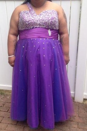 Vestido de Fiesta de Corte-A en Tul de Abalorio de Un sólo hombro de Hasta el suelo - Foto 1