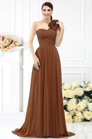 Robe demoiselle d'honneur plissage avec fleurs avec chiffon ligne a au drapée - Photo 4