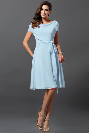 Robe demoiselle d'honneur courte de princesse avec zip en chiffon a-ligne - Photo 18