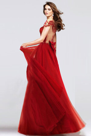 Abito da ballo shiena sheer bello a-line in tulle con perline senza maniche - Foto 3