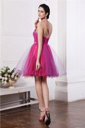 Robe de cocktail avec sans manches avec zip en organza avec perle a-ligne - Photo 2