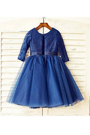 Abito da Cerimonia Bambini Tondo A-Line con Fiore con Maniche Lunghe in Tulle - Foto 2