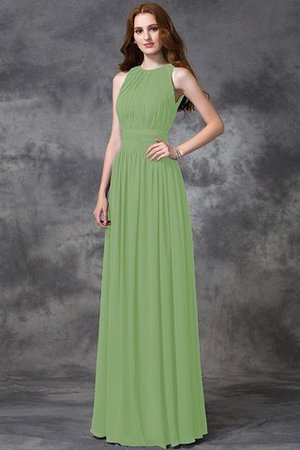 Natürliche Taile Ärmelloses A-Line Anständiges Brautjungfernkleid aus Chiffon - Bild 26