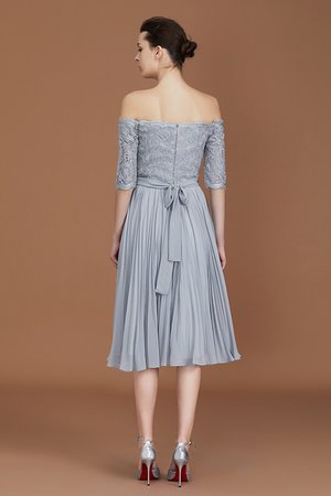 Schön Kurze Ärmeln A-Linie Wadenlanges Brautjungfernkleid aus Chiffon - Bild 2