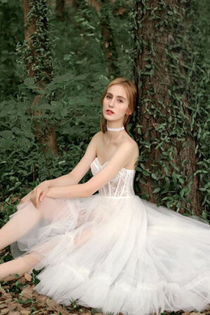 Abito da sposa appariscente in tulle particolare in pizzo sensuale senza maniche - Foto 8