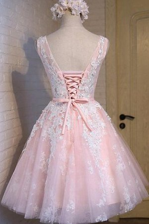 Ärmelloses Tüll romantisches schlichtes Abiballkleid aus Spitze mit Schmetterlingsknoten - Bild 2
