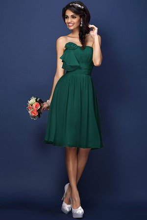 Drapiertes Natürliche Taile Plissiertes Brautjungfernkleid aus Chiffon ohne Ärmeln - Bild 9