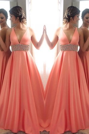 Aufregend V-Ausschnitt Normale Taille Prinzessin Perlenbesetztes Ballkleid - Bild 1