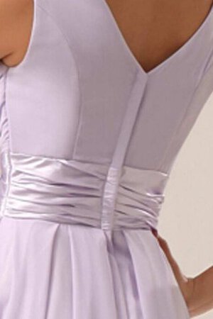 Robe demoiselle d'honneur plissé fermeutre eclair en chiffon v encolure a-ligne - Photo 4