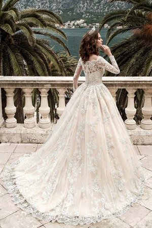 Abito da Sposa con Bottone A-Line con Maniche Lunghe medievale con Applique con Perline - Foto 4