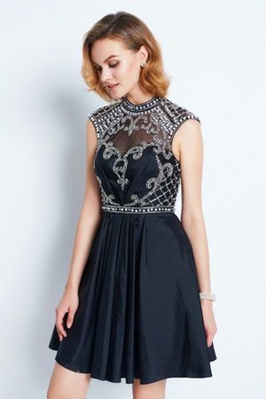 Prinzessin Rückenfreies Ärmelloses Satin Cocktailkleid mit Perlen - Bild 3