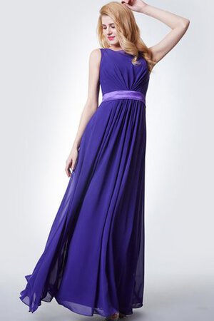 Robe demoiselle d'honneur ligne a ruché avec ruban ceinture col en bateau - Photo 3