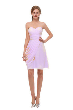 Natürliche Taile Wunderbar Mini Brautjungfernkleid aus Chiffon mit Offenen Rücken - Bild 9
