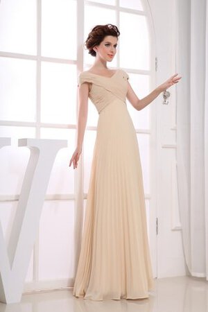 Reißverschluss Chiffon A-Linie bodenlanges langes Brautmutterkleid mit gekappten Ärmeln - Bild 3
