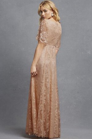 Robe demoiselle d'honneur romantique ligne a avec décoration dentelle manche nulle de col en v - Photo 5
