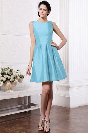 A-Line Normale Taille Schaufel-Ausschnitt Mini Brautjungfernkleid aus Taft - Bild 3