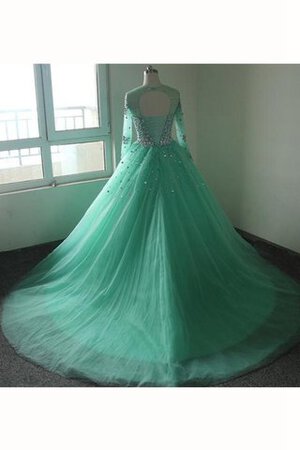 Robe de quinceanera long en tulle en organza de lotus avec perle - Photo 2