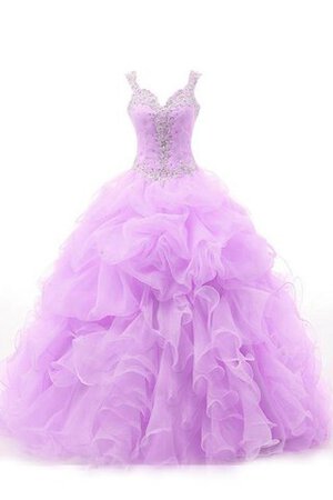 Abito Quinceanera A Terra in Organza in Chiffon in pizzo Buco Della Serratura Schiena radiosa - Foto 2