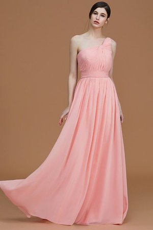 Ärmelloses Chiffon A Linie Gerüschtes Ein Schulterfreies Brautjungfernkleid - Bild 2