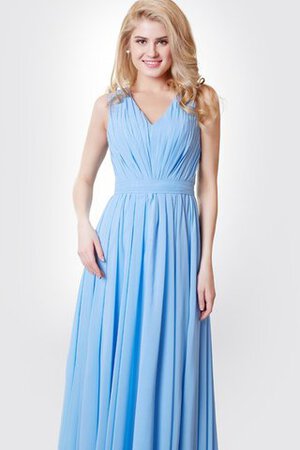 A-Line plissiertes Empire Taille gerüschtes Elegantes bodenlanges Brautjungfernkleid - Bild 5