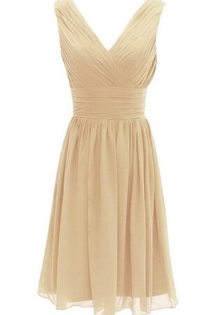Robe demoiselle d'honneur bref plissage avec sans manches ruché v encolure - Photo 14