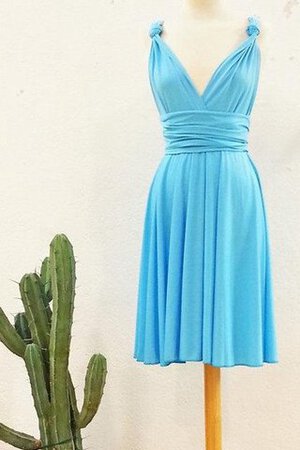 Ärmelloses gerüschtes plissiertes romantisches informelles kurzes Brautjungfernkleid - Bild 2