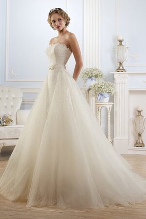 Robe de mariée naturel de sirène décolleté dans le dos de traîne courte - Photo 4