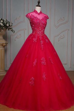 Robe de quinceanera avec gradins elevé avec perle avec manche épeules enveloppants - Photo 3