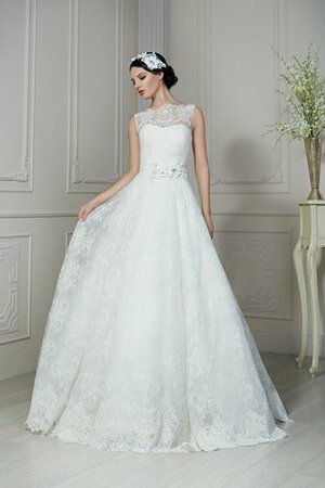 Robe de mariée naturel facile elevé a-ligne avec fleurs - Photo 1