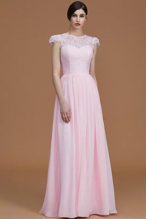 Robe demoiselle d'honneur naturel ligne a fermeutre eclair en chiffon col ras du cou - Photo 2