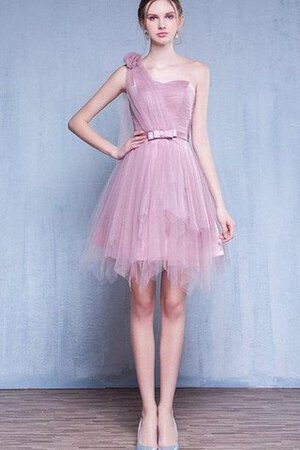 Ewiges Tüll Ein Schulter Ärmelloses schlichtes Brautjungfernkleid mit Gürtel - Bild 1