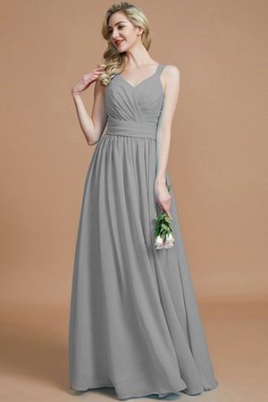 Ärmelloses Prinzessin A-Line Bodenlanges Brautjungfernkleid mit V-Ausschnitt - Bild 33