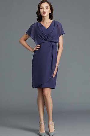 V-Ausschnitt Chiffon Normale Taille Enganliegendes Knielanges Brautmutterkleid - Bild 4